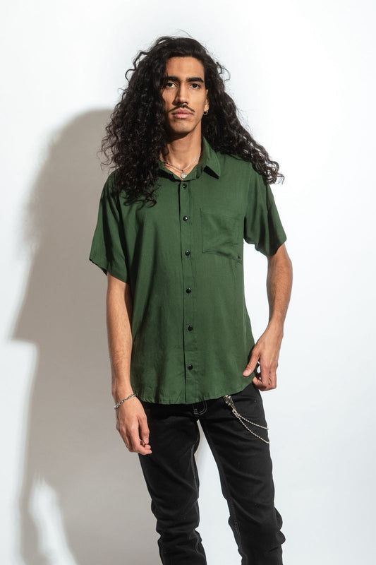 CAMISA MANGA CORTA VERDE OLIVO